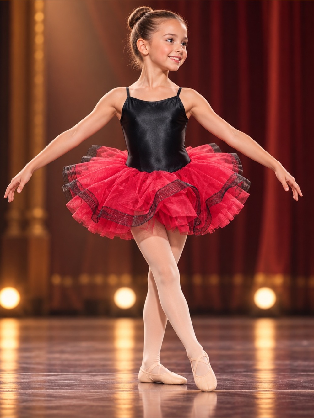 WEISSMAN Black & Red Tutu Recital Dance Dress MC